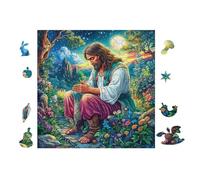 Prière et méditation de Jésus 100 Pieces Casse-tête Créatif en Carton Épais Rigide Difficulté Moyenne Activité Manuelle Loisir Créatif Cadeau Noël Pas Cher Premium 28x28cm