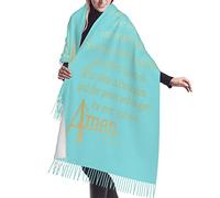 Prière Religieuse Bleue, Foi, Dieu, Versets, Citations, Proverbes Écharpe Femme Quotidien Chaud Châle Confortable Glands Foulard