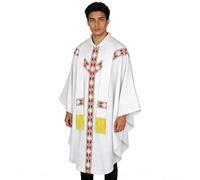 Priest Costume - Catholic Chasuble With Ribbon | Father Mass Cloak Cosplay Costume For Men, Masquerades, Carnivals, Stage, Photoshoot, Wedding, Holiday, Party, Religious And Cosplay Events