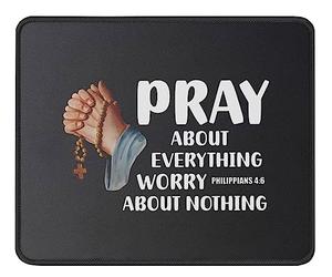 Priez pour Tout, Ne Vous Inquiétez De Rien. Paroles Religieuses Et Inspirantes des Écritures. Tapis De Souris Base en Caoutchouc Tapis Souris Bords Cousus Mouse Pad pour Jeux Études 25X30Cm