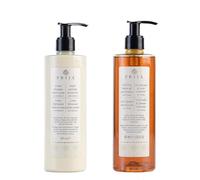 Prija Crème pour les mains et le corps + cheveux et corps revitalisant au ginseng 2 x 380 ml Savon Wellness Spa Gel douche lotion pour le corps Lotion hydratante vitamine E et beurre de karité (1)