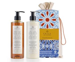 Prija Ensemble-cadeau de Traitement Quotidien Comprenant une Lotion pour les Mains Revitalisante au Ginseng et un Hydratant pour les Mains et le Corps à la Vitamine E 2 x 380 ml