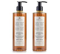 PRIJA Shampooing-gel douche liquide 2 en 1 à l'extrait de ginseng, avec pompe, vegan (2x380ml)