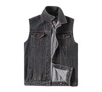 PRIJOUHE Gilet en jean pour homme - Noir - Bleu - Grande taille, Gris 05., 5X-Large