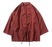 PRIJOUHE Kimono Japonais Fashion Veste Casual Coton Lin Sept Manches Léger Cardigan - - Taille M