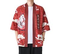 PRIJOUHE Kimono léger à manches sept pour homme - Cardigan ouvert sur le devant - Style japonais
