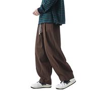 PRIJOUHE Pantalon cargo ample décontracté pour homme avec cordon de serrage élastique à la taille, 03 - Marron, XX-Large