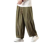 PRIJOUHE Pantalon sarouel décontracté pour homme, coupe ample, taille élastique, pantalon de yoga léger pour la plage, vert, XX-Large
