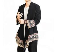 PRIJOUHE Prijoyhe Yukata Cardigan Kimono Japonais Tendance pour Homme, Grande Taille, décontracté, en Coton et Lin, Manches Longues, léger - - Taille XL