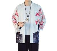 PRIJOUHE Veste kimono légère pour homme à 7 manches ouvertes sur le devant - Style japonais - - Large