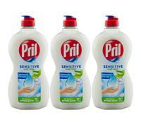Pril Liquide Vaisselle SENSITIVE 3 x 450ml avec Aloe Vera pH Neutre pour La Peau