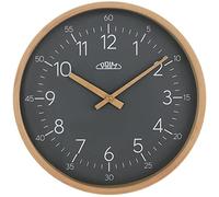 Prim Horloge Murale en Bois Gris Qui satisfera Tout Le Monde, Chiffres Arabes et Minutes 305 mm, Design Simple et matériaux naturels, E07P.3854.5392, Petit/Normal