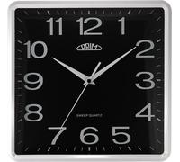 Prim Square Design Horloge Murale carrée en Plastique, Chiffres Arabes, Blanc/Noir, Mouvement à Quartz, Moderne, analogique, décoration Murale, décoration pour Salon, Cuisine, Bureau, Chambre à