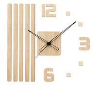 PRIM Veneer Horloge murale en bois, fabriquée en UE, décoration murale 400 x 450 mm, chiffres 3D, super silencieuse, cuisine, chambre