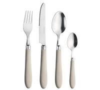 Prima Collection - Daisy - Ensemble de 24 couverts colorés, en acier inoxydable, sans nickel, avec poignée de couleur : sable, avec boîte cadeau