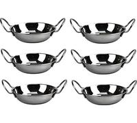 Prima Lot de 6 plats BALTI en acier inoxydable 17 cm - Plats de service indiens - Curry Night - Expédition rapide
