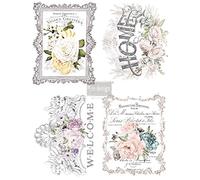 Prima Marketing Floral Home Transfer, Bois dense, 4 designs