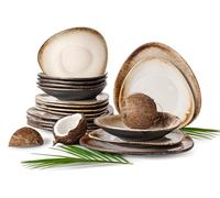 Prima Service de table 18 pièces, fait à la main, en céramique de qualité supérieure, fabriqué à la main, pour 6 personnes, forme organique, chaque pièce est unique