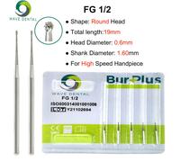 Prima Wave-Fraises Dentaires En Carbure De Tungstène,Forets Dentaires,Tête Ronde Fg Pour Fraise Dentaire À Grande Vitesse,Diamètre 1,6mm,Paquet De 5 Pièces - Type Carbide Burs Fg1-2