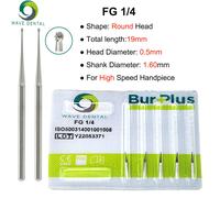 Prima Wave-Fraises Dentaires En Carbure De Tungstène,Forets Dentaires,Tête Ronde Fg Pour Fraise Dentaire À Grande Vitesse,Diamètre 1,6mm,Paquet De 5 Pièces - Type Carbide Burs Fg1-4