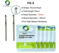 Prima Wave-Fraises Dentaires En Carbure De Tungstène,Forets Dentaires,Tête Ronde Fg Pour Fraise Dentaire À Grande Vitesse,Diamètre 1,6mm,Paquet De 5 Pièces - Type Carbide Burs Fg5