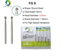 Prima Wave-Fraises Dentaires En Carbure De Tungstène,Forets Dentaires,Tête Ronde Fg Pour Fraise Dentaire À Grande Vitesse,Diamètre 1,6mm,Paquet De 5 Pièces - Type Carbide Burs Fg9