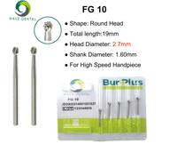 Prima Wave-Fraises Dentaires En Carbure De Tungstène,Forets Dentaires,Tête Ronde Fg Pour Fraise Dentaire À Grande Vitesse,Diamètre 1,6mm,Paquet De 5 Pièces - Type Carbide Burs Fg10