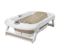 Primabobo Baignoire Bébé LUX Pliable avec Thermomètre Électronique et Transat, Affichage LCD Digital, Baignoire Ergonomique 80cm avec Siège Nouveau-né, Pliage Rapide, Gris