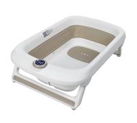 Primabobo Baignoire Bébé LUX Pliable avec Thermomètre Électronique et Transat de Bain, Affichage LCD Digital, Baignoire Ergonomique pour Nouveau-né et Nourrisson, Beige