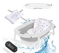 Primabobo Baignoire bébé pliante - baignoire pour bébé pliable avec un oreiller de bain (Premium gris
