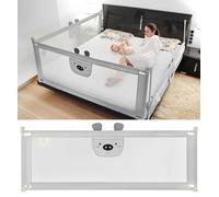 Primabobo® Barrière de lit pour Les Tout-Petits, réglable en Hauteur, Cadre en métal Robuste avec Mousse de Protection Douce, Protection Contre Les Chutes, 90-200 (Ours en Peluche, 180 cm x 68 cm)