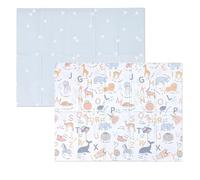 Primabobo Tapis d'Éveil en Mousse pour Bébé 150x180cm, Large Tapis de Jeu Éducatif avec Alphabet et Animaux Safari, Surface de Motricité Épaisse, Isolant et Imperméable, Design Pastel