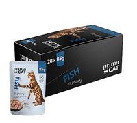 PrimaCat - Nourriture complète Classique pour Chat - Poisson dans Sauce - Nourriture pour Chat - Lot de 28 boîtes de 85 g