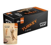 PrimaCat - Nourriture Humide Classique pour Chatons, goût Dinde dans Sauce, Lot de 28 Paquets de 85 g chacun