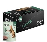 PrimaCat - Nourriture Humide Classique pour Chats, Agneau en Sauce, Lot de 28 Paquets de 85 g chacun