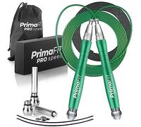 Primafit Corde a Sauter Sport Crossfit Lestée Boxe Saute Adulte 3m Réglable | PRO Speed Corde À Sauter Professionnelle Fitness Skipping Jump Rope, Vitesse Roulement A Bille, Poignées Lestées, 2 Câble Sac