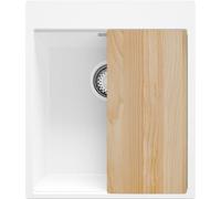 PRIMAGRAN Evier Cuisine en Granit au Meuble 45cm + Kit de Vidage, 43x50cm