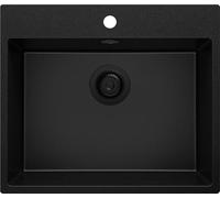 PRIMAGRAN Evier Cuisine en Granit au Meuble 60cm + Kit de Vidage, 58x50cm