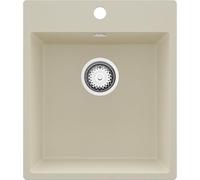 PRIMAGRAN Evier Cuisine en Granit Beige 43x50cm, Lavabo 1 bac + Kit de Vidage, Évier à Encastrer au Meuble 45cm - Riga S130