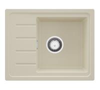 PRIMAGRAN, Evier Cuisine en Granit Beige 55x44cm, Kit de Vidage, Évier à Encastrer au meuble 45cm - Copenhague Easy, Audace X3084-X