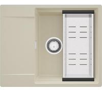 PRIMAGRAN Evier Cuisine en Granit Beige 62x50cm, Lavabo 1 bac, Évier à Encastrer al mueble 50cm - San Francisco