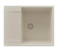 PRIMAGRAN Evier Cuisine en Granit Beige 62x50cm, Lavabo 1 bac + Kit de Vidage, Évier à Encastrer al mueble 50cm - San Francisco