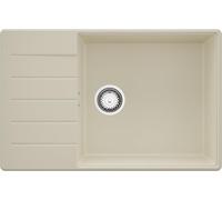 PRIMAGRAN Evier Cuisine en Granit Beige 78x50cm, Lavabo 1 bac + Kit de Vidage, Évier à Encastrer au Meuble 60cm - Copenhague Top S570