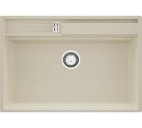 PRIMAGRAN Evier Cuisine en Granit Beige 78x53cm, Lavabo 1 bac + Kit de Vidage, Évier à Encastrer al mueble 80cm - Oslo Pocket S325