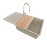 PRIMAGRAN Evier Cuisine en Granit Beige - Copenhague Top, 90x50cm