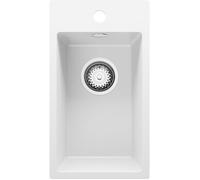 PRIMAGRAN Evier Cuisine en Granit Blanc 28x50cm, Lavabo 1 bac + Kit de Vidage, Évier à Encastrer al mueble 30cm - Riga S002