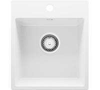 PRIMAGRAN Evier Cuisine en Granit Blanc 38x44cm, Lavabo 1 bac + Kit de Vidage, Évier à Encastrer al mueble 40cm - Riga Easy S002