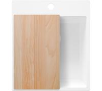 PRIMAGRAN Evier Cuisine en Granit Blanc 43x50cm, Lavabo 1 bac + Kit de Vidage + Planche à Découper, Évier à Encastrer al mueble 45cm - Riga S160