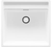 PRIMAGRAN Evier Cuisine en Granit Blanc 56x53cm, Lavabo 1 bac + Kit de Vidage, Évier à Encastrer al mueble 60cm - Bergen S112