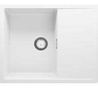 PRIMAGRAN Evier Cuisine en Granit Blanc 62x50cm, Lavabo 1 bac + Kit de Vidage, Évier à Encastrer al mueble 45cm - Ibiza